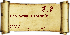 Benkovsky Ulpián névjegykártya
